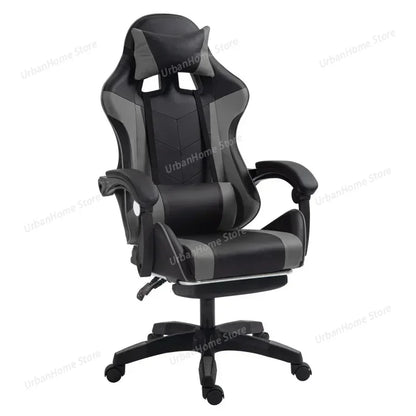 Ergonomic Gaming Chair with Reclining Backrest, Leather Computer Chair, Comfortable Swivel Office Gaming Chair with Adjustable Height & Armrests