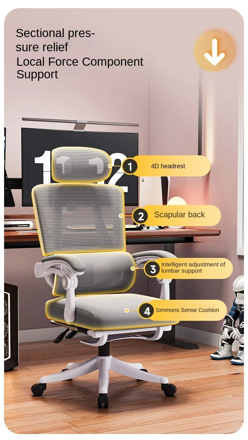 Silla de oficina ergonómica de malla con soporte lumbar, silla de escritorio para ordenador de respaldo alto para adultos, silla de trabajo cómoda para largas jornadas