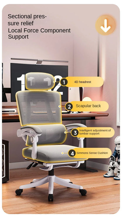 Silla de oficina ergonómica de malla con soporte lumbar, silla de escritorio para ordenador de respaldo alto para adultos, silla de trabajo cómoda para largas jornadas