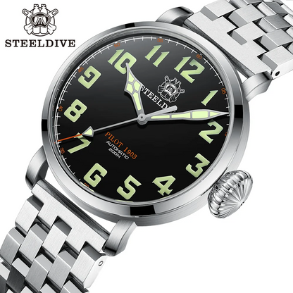 STEELDIVE SD1903 Big 46.5mm Steel Case C3 Luminous 200M Waterproof Sapphire Glass with AR Coating NH35 Mechanical Men Watches