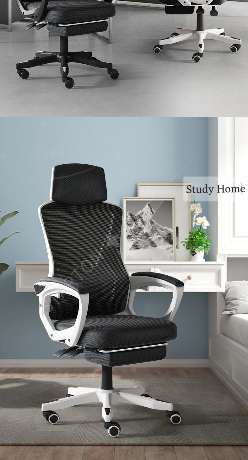 High Density Mesh Office Chair with Footrest, Ergonomic Home Office Chair, Adjustable Executive Swivel Chair with Comfortable Foam Seat