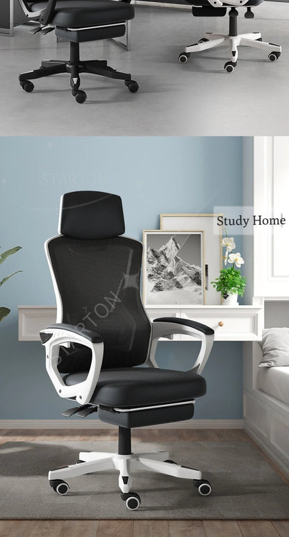 High Density Mesh Office Chair with Footrest, Ergonomic Home Office Chair, Adjustable Executive Swivel Chair with Comfortable Foam Seat
