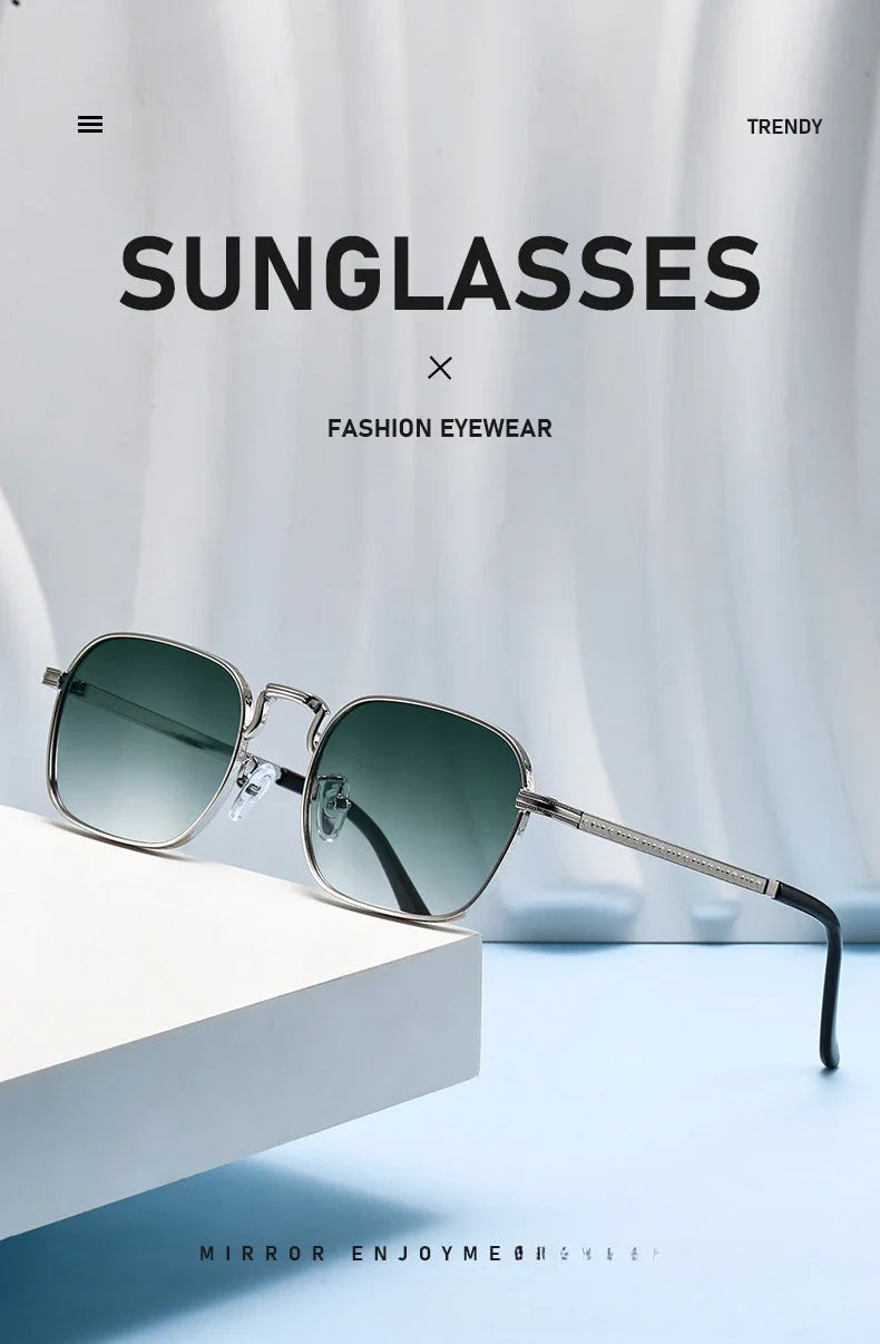 New Square Oval Metal Sunglasses Fashionable Retro Men Sunglasses Women Personalized Uv Resistant Eyeglass Luxury Design Uv400