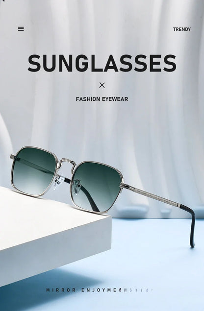 New Square Oval Metal Sunglasses Fashionable Retro Men Sunglasses Women Personalized Uv Resistant Eyeglass Luxury Design Uv400