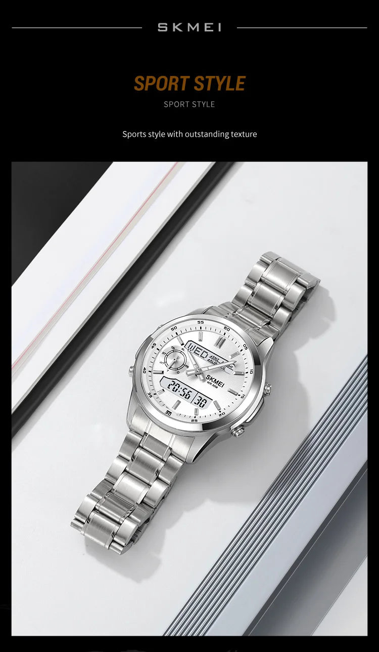 SKMEI 2284 Business Men's Electronic Multifunctional Dual Display Sports Waterproof Luminous Luxury Watch Digital Watch Reloj
