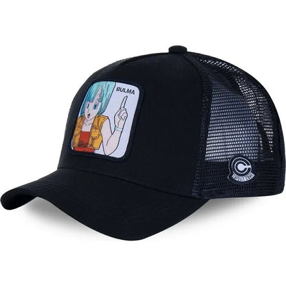 Dragon Ball Buu Goku sapka Nyári utazós csúcsos sapka Férfi hímzett hip-hop stílusú napellenzős állítható trucker hálós sapka