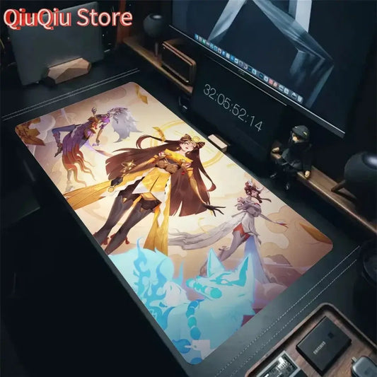 „Amaterasu Kiriko Overwatch“ pelės kilimėlis, stalo kilimėlis su paminkštinimu, „Prime Gaming“ žaidimų aksesuarai, XXL klaviatūros kilimėlis