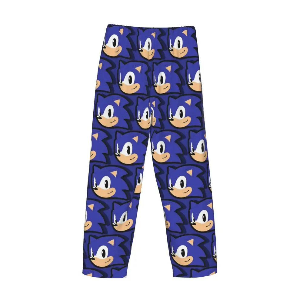 Custom Print Men's Soniced Pajama Pants Hedgehog Game Sleepwear Sleep Lounge Bottoms with Pockets