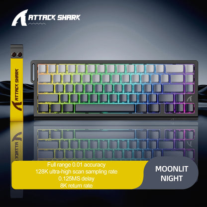Magnetic Switch Gaming Keyboard Attack Shark X68HE And FreeWolf F68/F68Pro 8K Wired 1K Wireless RGB Rapid Trigger Hall Effect