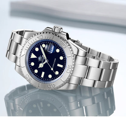 ADDIESDIVE Men's Quartz Watch 200m Waterproof Ceramic Bezel Steel Watch Magnifying Mirror Glass BGW9 Blue Luminous Diving Watch