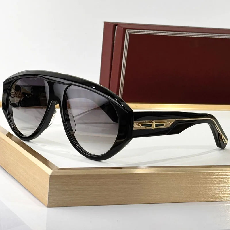 Big Oval Handmade Sunglasses for Men Women Thick Acetate High Quality Fashion Brand Design UV400 Prescription Glasses with Case