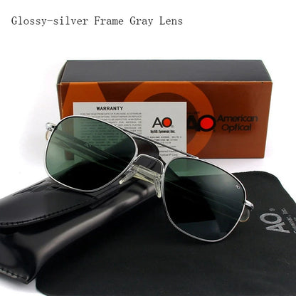 Pilot AO Sunglasses Men Top Quality Brand Designer AGX Tempered Glass Lens Sun Glasses Male