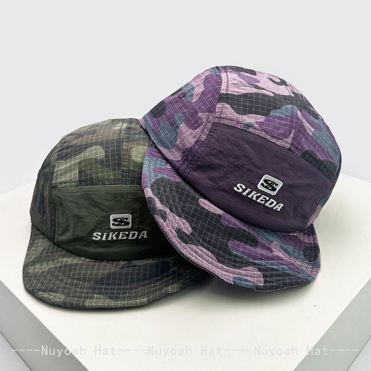 Unisex CAMO brzo sušeće vezene bejzbol kape s kapuljačom, s blokovima boja, prozračne, personalizirane, s izbočenim vrhom, višenamjenske