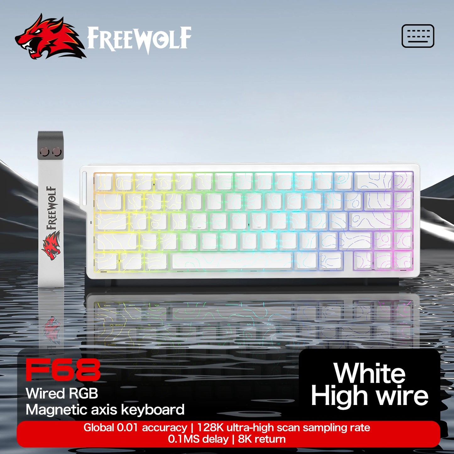 Magnetic Switch Gaming Keyboard Attack Shark X68HE And FreeWolf F68/F68Pro 8K Wired 1K Wireless RGB Rapid Trigger Hall Effect