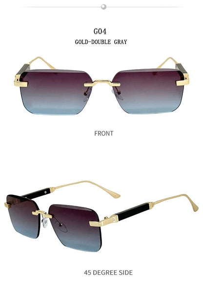 New 2024 Square Sunglasses Women Trendy Vintage Designer Rimless Sunglasses For Men Vacation Fashion Glasses Lentes De Sol Mujer