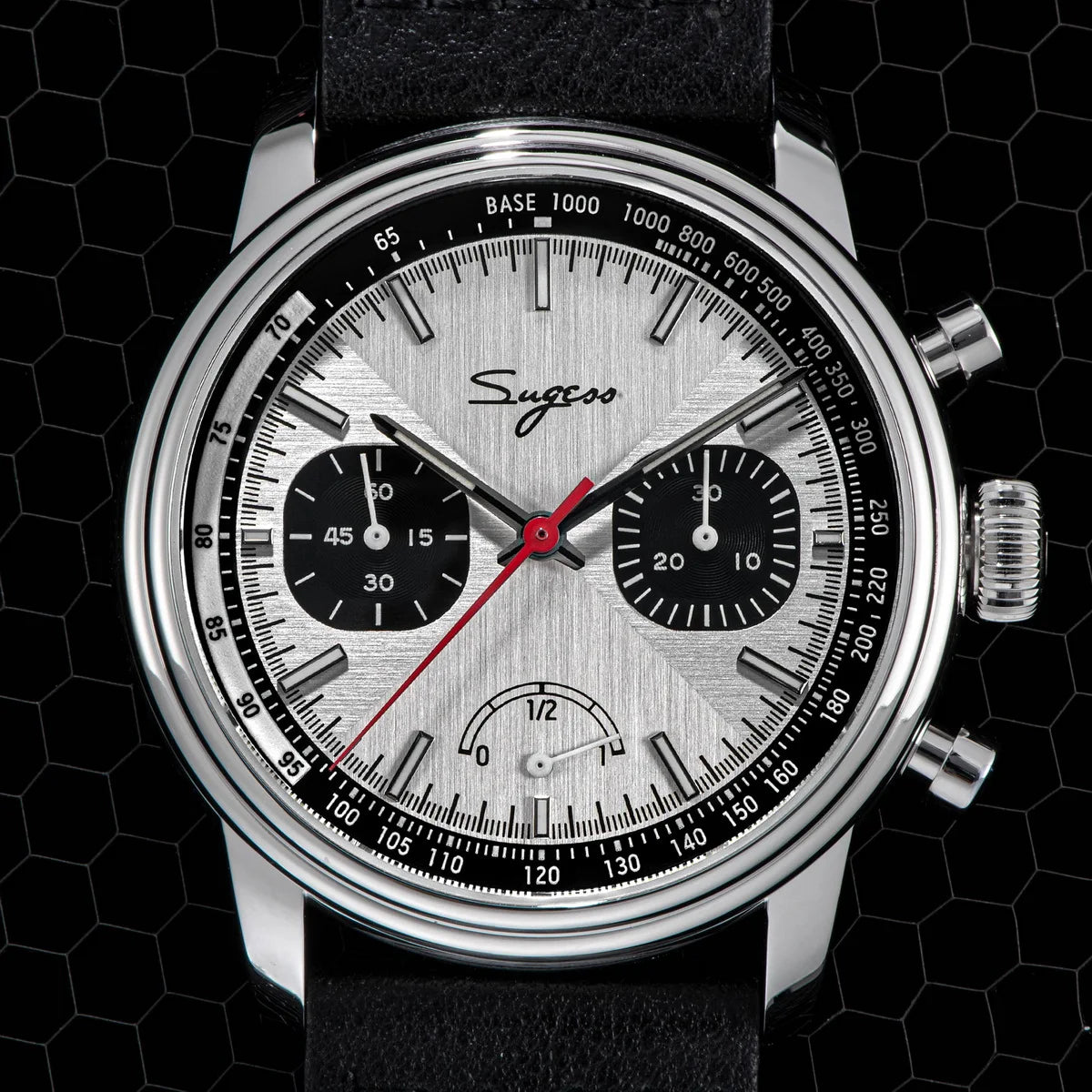 Sugess Watch of Men Pilot 1963 Wristwatches ST1906 Chronograph Handwind Movement Domed Sapphire Waterproof PowerReserve Lume V2