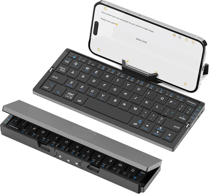 Teclado Dobrável Jomaa Bluetooth Recarregável para Portátil, iPad e Telemóvel – Mini Teclado Dobrável Portátil Bluetooth