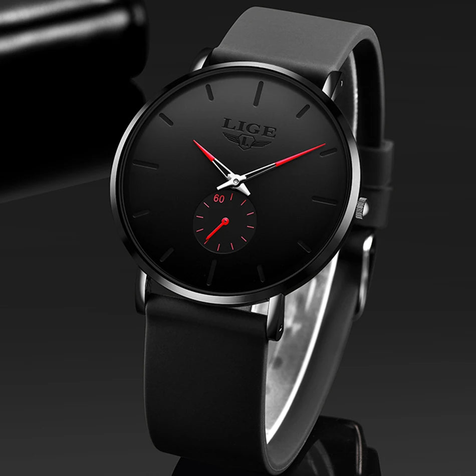 montre pour homme LIGE – Style sportif et tendance, marque de luxe, étanche, design épuré et ultra-fin, montre à quartz pour homme