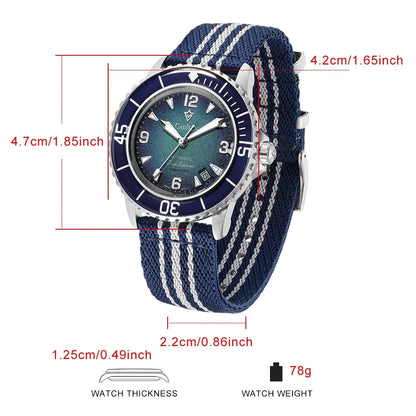 CADISEN Deep Explorer 2025 New Automatic Mechanical Watch Man Canvas Strap Wristwatch 8215 Luxury Luminous Waterproof Watches