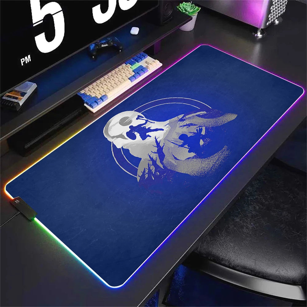 God Of War Large Kratos Atreus Mouse Pad RGB Glowing E-Sports Gamer Keyboard Rug with Extensible Phantom Color Carpet 500x1000