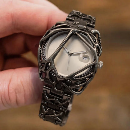 Fashion Y2K Antique Alabaster Quartz Watch Men Retro Black Strap Red Medieval Old Unique Creative Men Watches Luminous AAA Clock