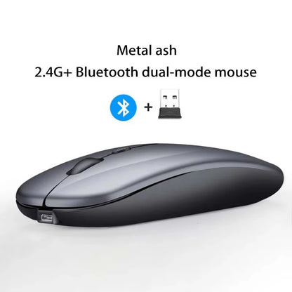 Rechargeable Wireless Mouse Bluetooth 2.4GHz Dual Mode, Silent Ergonomic Wireless Mouse with Adjustable DPI, USB Rechargeable Mouse for PC, Laptop, Mac & Tablet