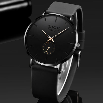 montre pour homme LIGE – Style sportif et tendance, marque de luxe, étanche, design épuré et ultra-fin, montre à quartz pour homme