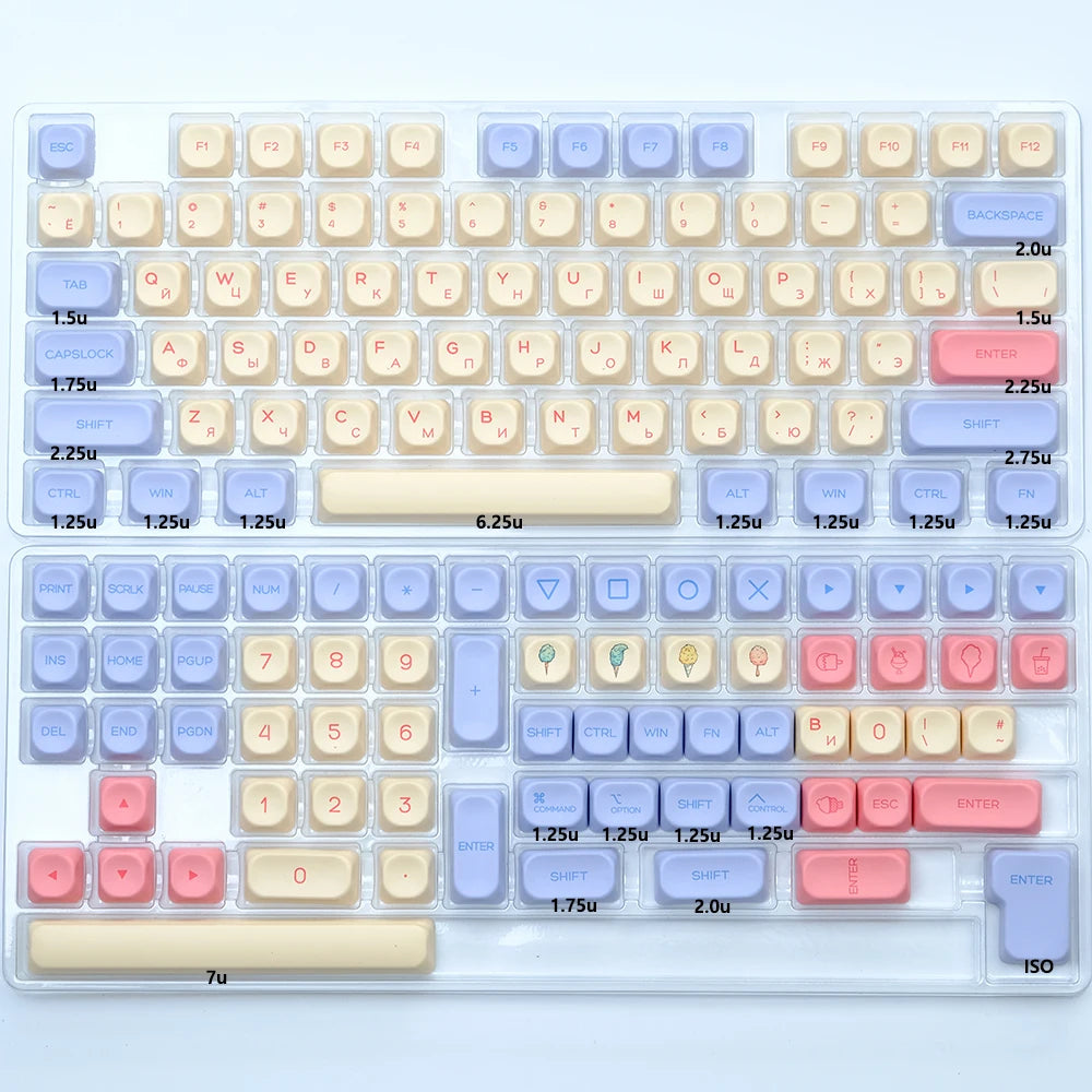 KBDiy KOA  Profile PBT Honey Milk Keycaps Russian Korean Japanese 137 Keys Caps for Mechanical Keyboard Keycap MAC for MX Switch