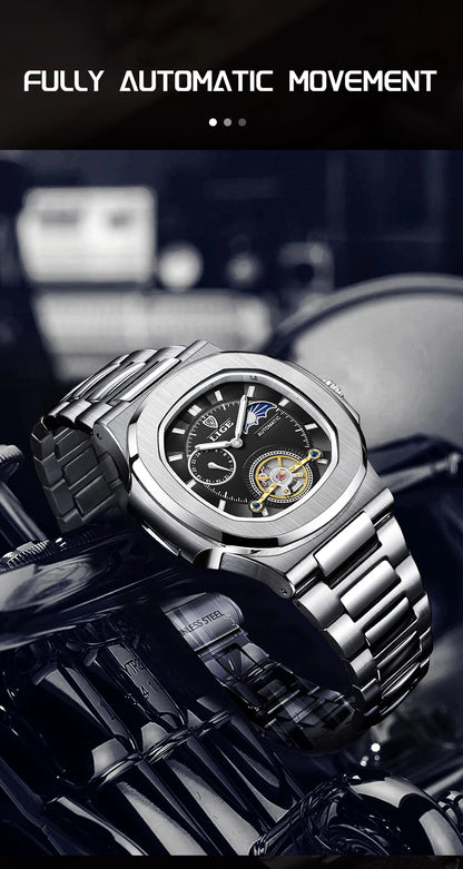 LIGE Watch For Man Luxury Business Waterproof Luminous Mechanical Watches Fashion Moon Phase Automatic Movement Men's Watches