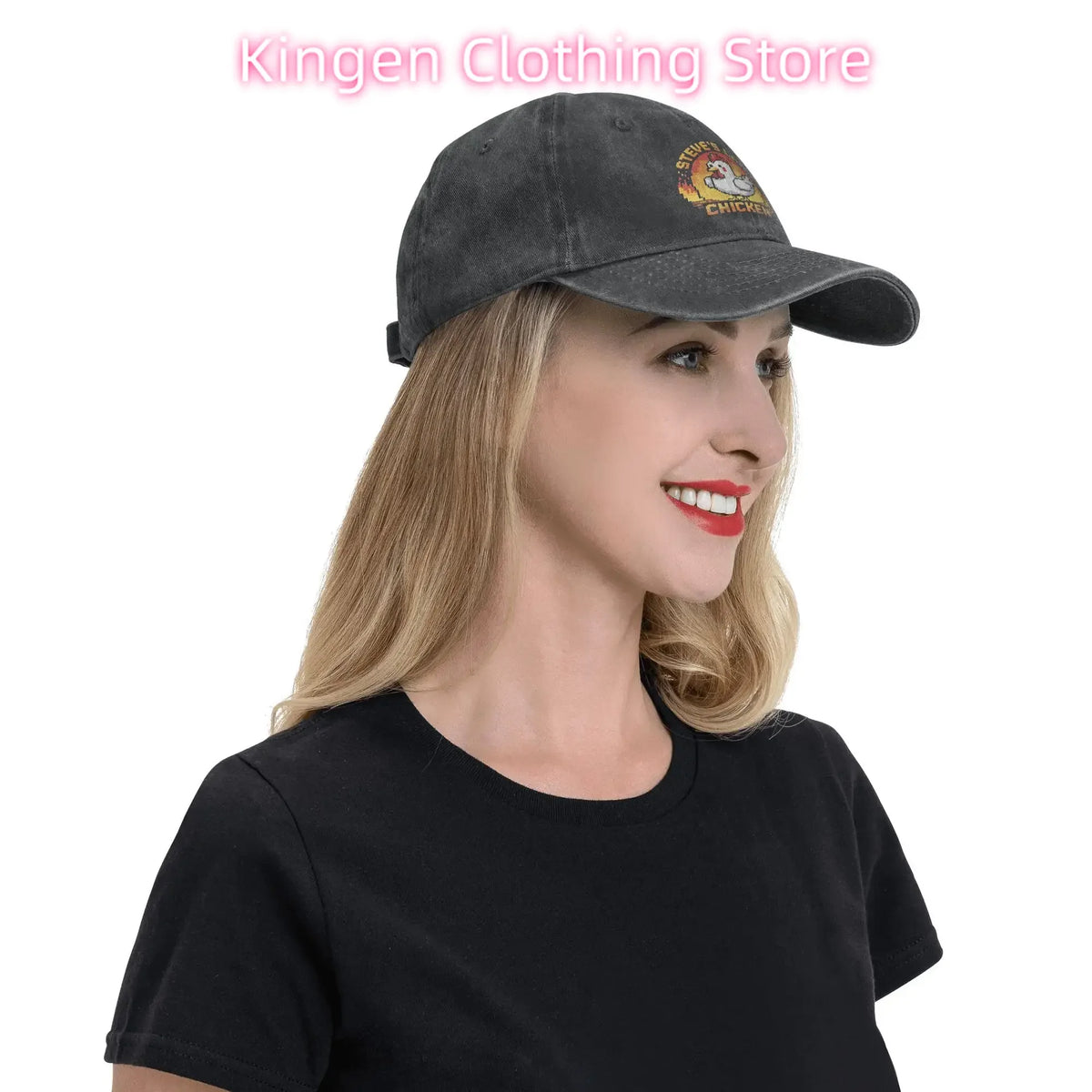 Șapcă de baseball unisex „Chicken Jockey Lava Chicken Print Steves Hat Fashion Distressed Washed”, ajustabilă