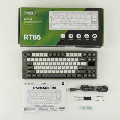 EPOMAKER RT85 75% ANSI US Layout Creamy Gasket Wired/BT/2.4Ghz Wireless Mechanical Keyboard with Joystick & DIY Screen 8000mAh