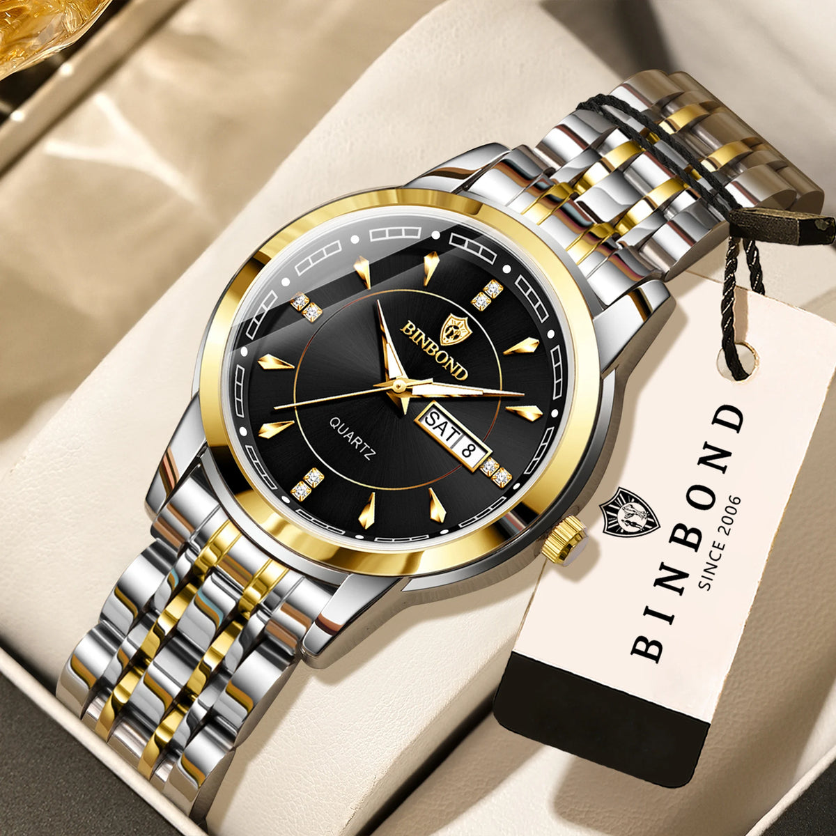 Orologi al quarzo di lusso originali BINBOND da donna – Modello impermeabile e luminescente – Idea regalo (confezione inclusa)