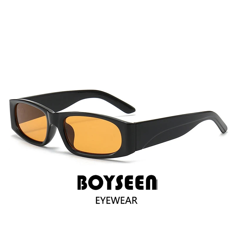 Hiphop Style Narrow Frame Black Sunglasses Men's Retro Effortless Orange Sunglasses UV400