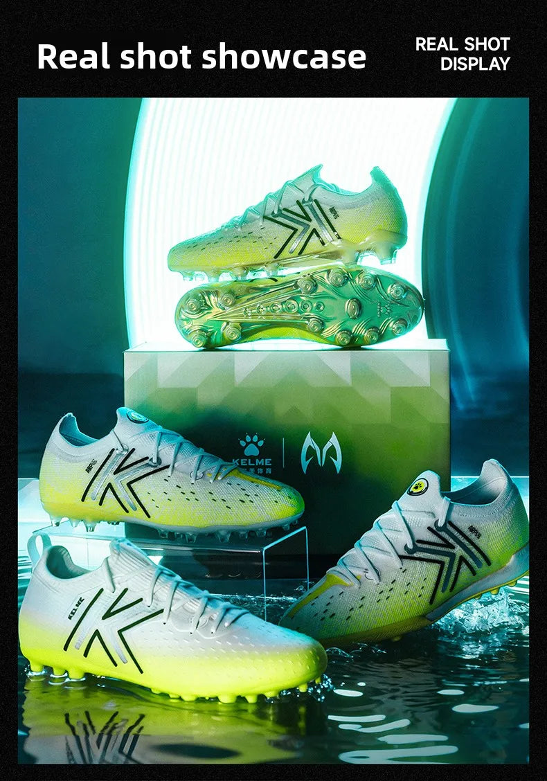 Kelme Men's Mg Soccer Cleats Indoor Short Studs Professional Match Football Boots Slip-resistant Training Turf Shoes