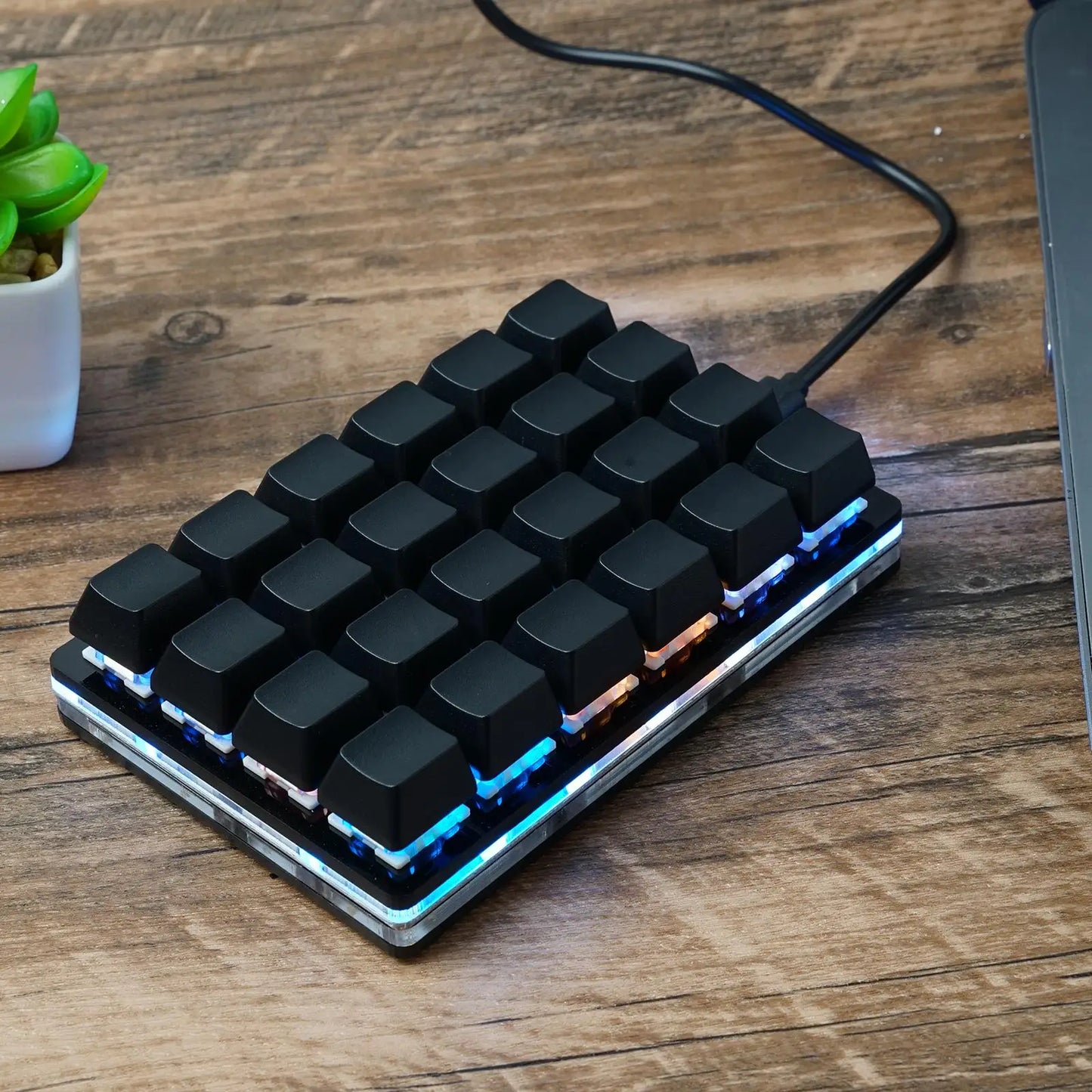 Mini teclado mecânico USB personalizado de 24 teclas preto/branco para gaming, Sayo Device, teclado programável de atalhos com teclas macro