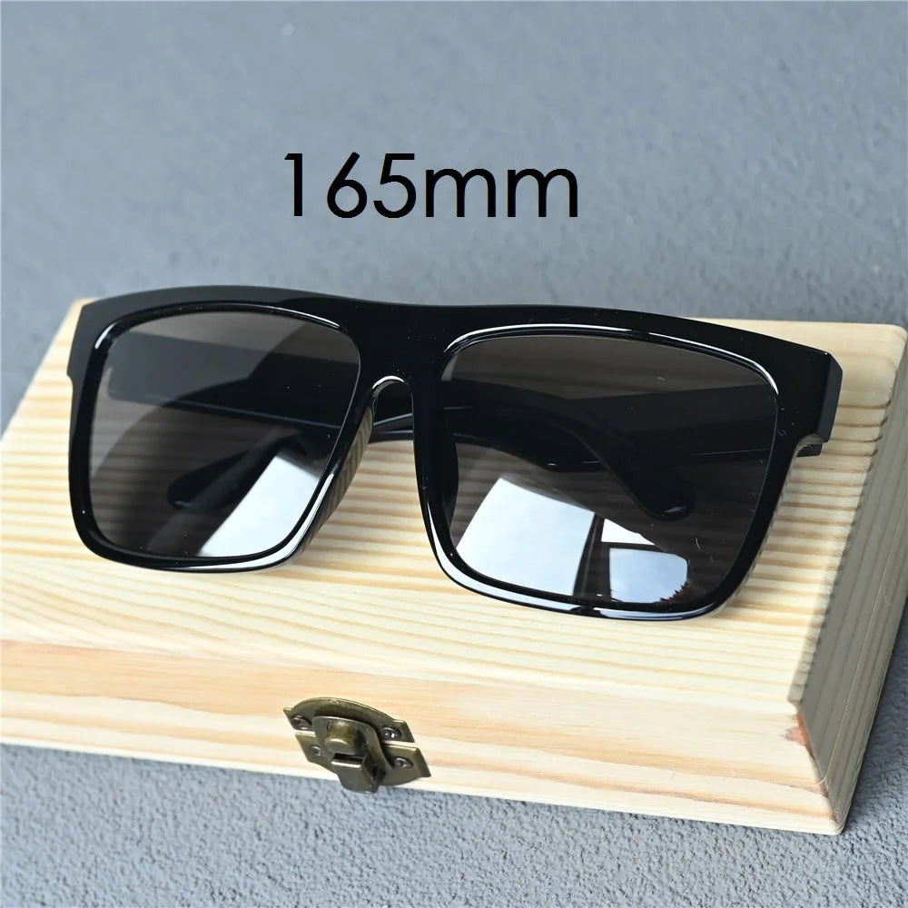 Vazrobe 165mm Oversized Black Polarized Sunglasses Men Large Huge Sun Glasses for Male Flat Top Steampunk Big Large Face