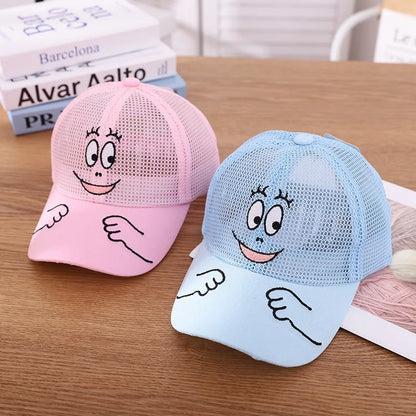 Cool New Boys Girls Kids Children Summer Cute Cap Smiley Face Kawaii Mesh Baseball Cap Popular Hip Hop Sun Hat DropShipping