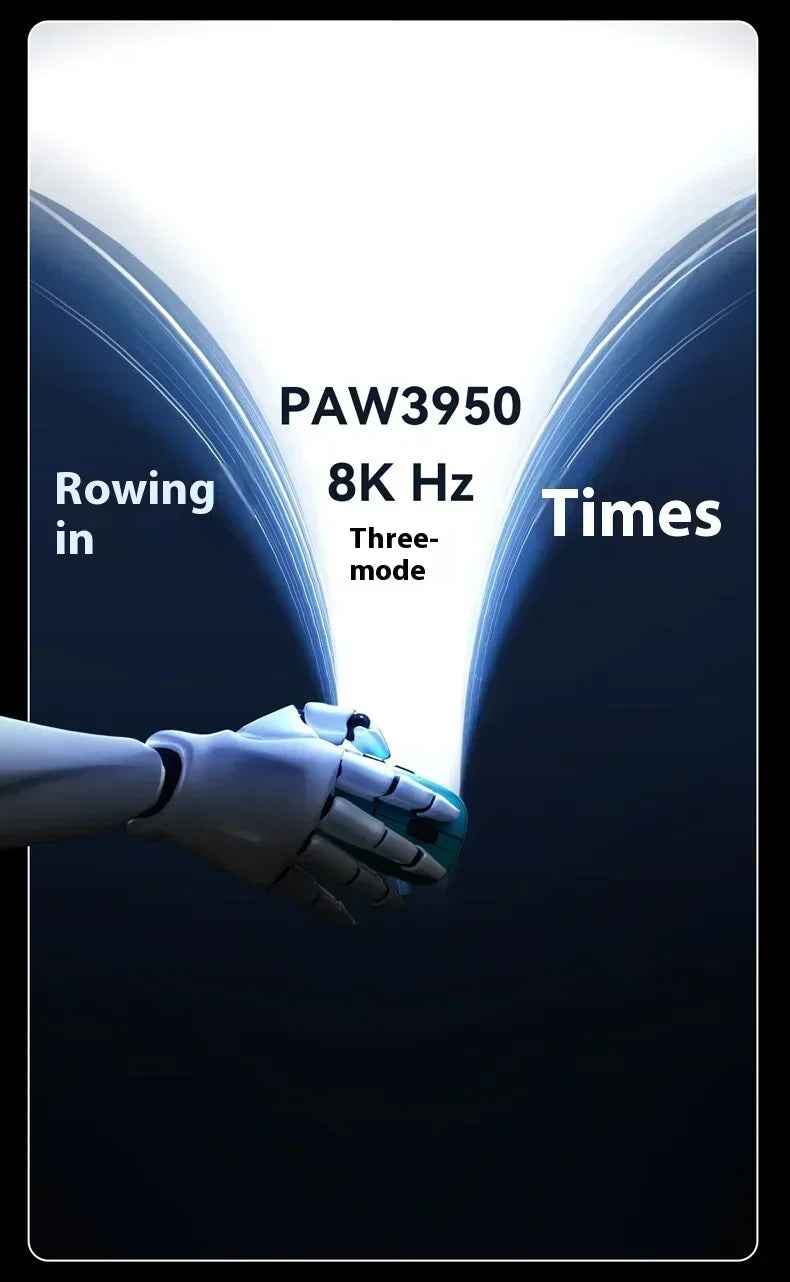 AJAZZ AJ159 APEX Wireless Gaming Mouse, Tri-Mode 8K Gaming Mouse with PAW3950 Sensor, Ultra-Lightweight Low Latency Rechargeable Gaming Mouse with Charging Dock