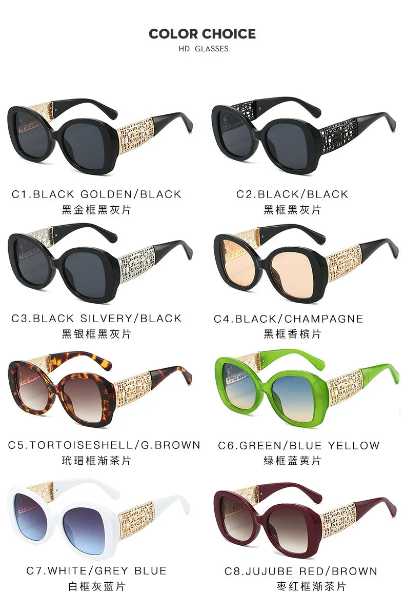 Hot Designer Fashion Women's Sunglasses Premium Retro Sunglasses Large Frame Metal Toad Glasses