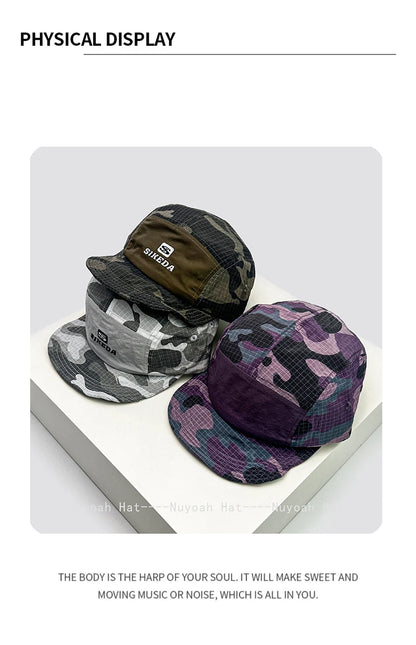 Unisex CAMO brzo sušeće vezene bejzbol kape s kapuljačom, s blokovima boja, prozračne, personalizirane, s izbočenim vrhom, višenamjenske