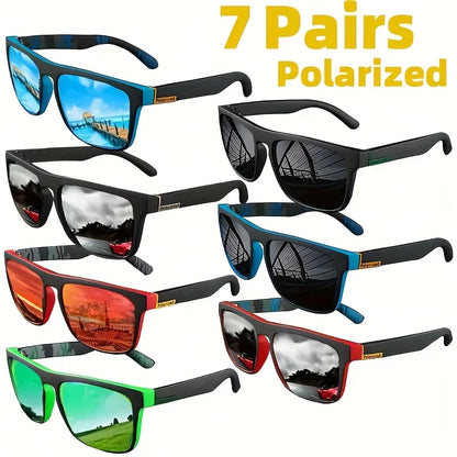 7Pairs Special Offer Square Polarized Sunglasses Anti Glare Sun Shades For Summer Party Vacation Travel Driving Fishing Glasses