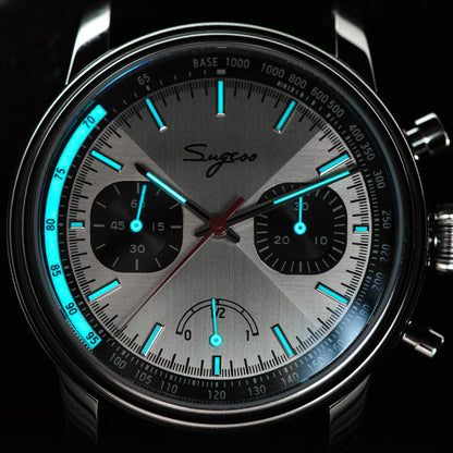 Sugess Watch of Men Pilot 1963 Wristwatches ST1906 Chronograph Handwind Movement Domed Sapphire Waterproof PowerReserve Lume V2
