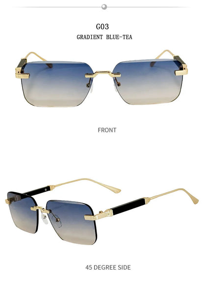New 2024 Square Sunglasses Women Trendy Vintage Designer Rimless Sunglasses For Men Vacation Fashion Glasses Lentes De Sol Mujer