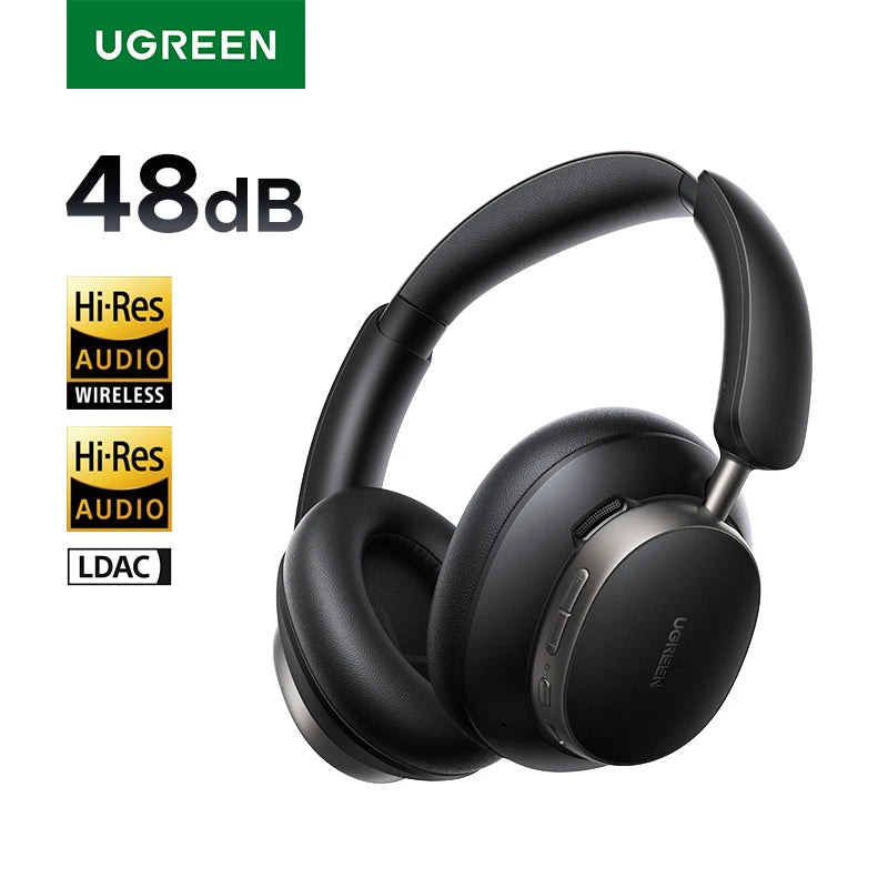 Auscultadores Sem Fios UGREEN Studio Pro 48dB ANC – Auscultadores Over-Ear Bluetooth 6.0 Hi-Res LDAC com 120H de Autonomia
