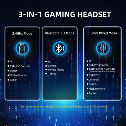 ATTACK SHARK L80PRO Auscultadores Gaming 3 em 1 – Auscultadores Bluetooth sem fios de baixa latência com microfone duplo, som Hi-Fi 40mm e ligação estável para gaming