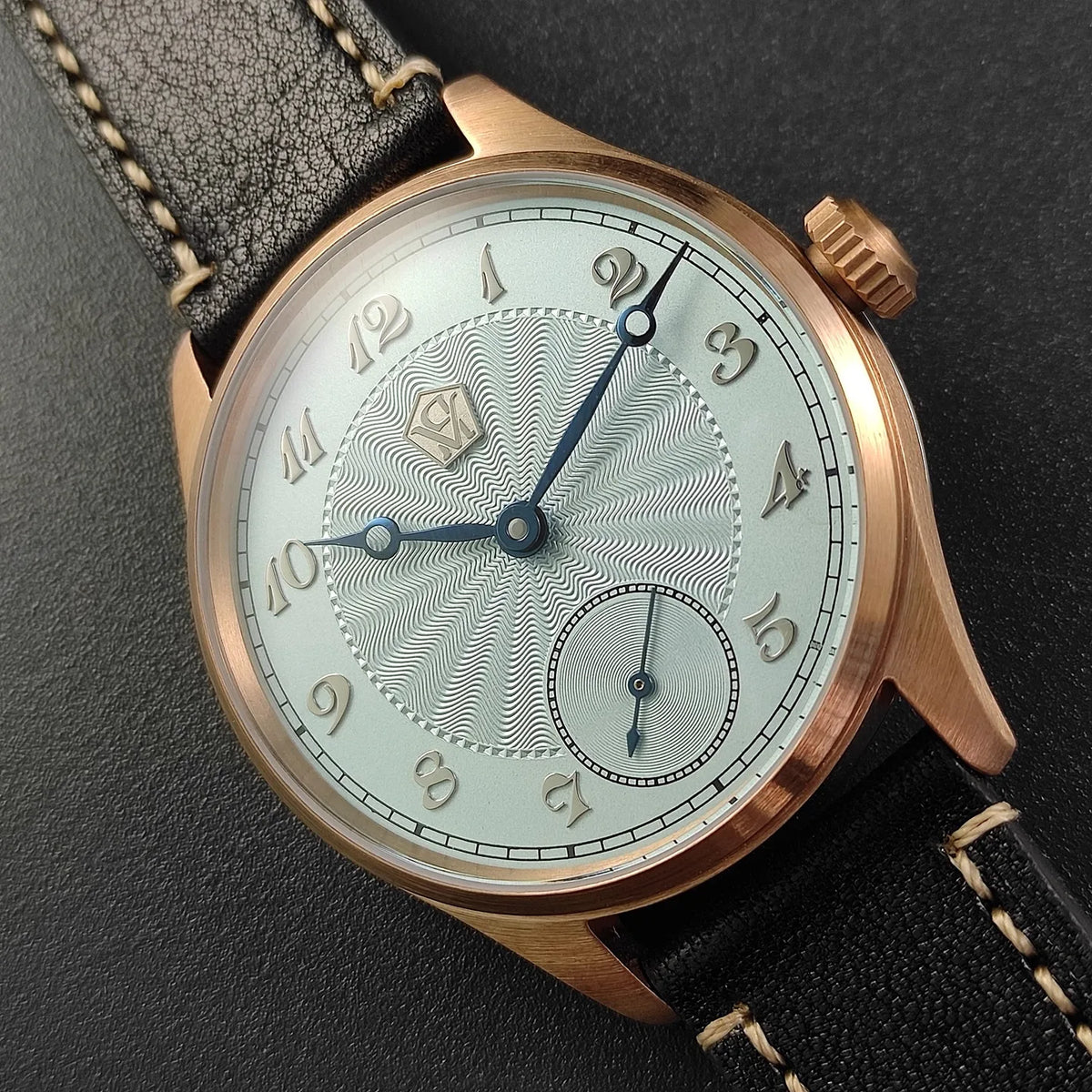 40.5 Men's Manual Mechanical Watch Tin Bronze Guilloché Surface Three-Dimensional Silver Nail Roasted Blue Needle Seagull ST3621