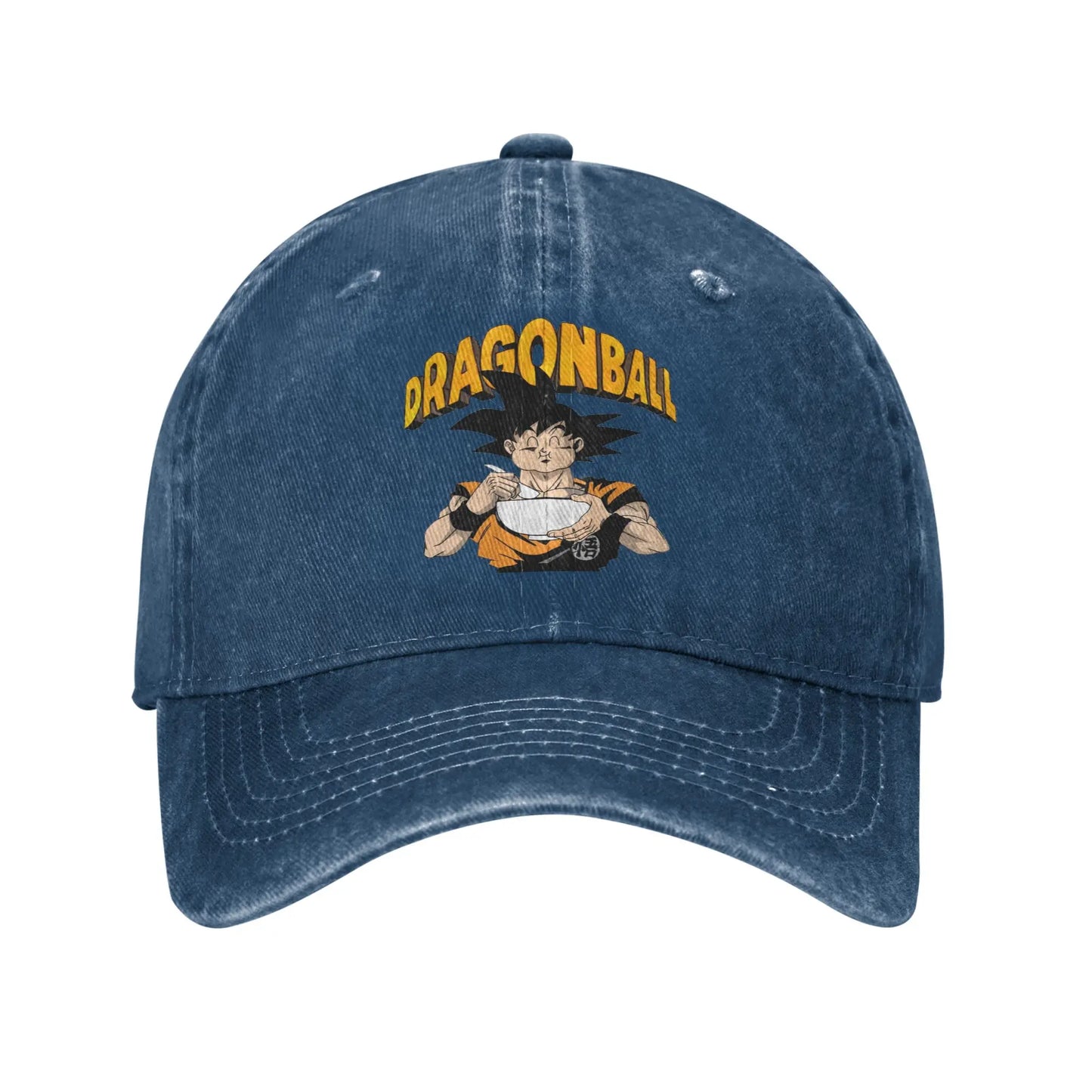 Retro DBZ dragon ball Goku Eating Ramen Baseball Caps Unisex Distressed Washed Sun Cap  Outdoor Summer Adjustable Fit Hats Cap