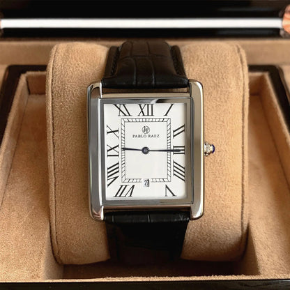 Men Watch Business Retro Classic Calendar Luxury Leather Waterproof Male Fashion Quartz Clock Watches with Box and Spare Battery