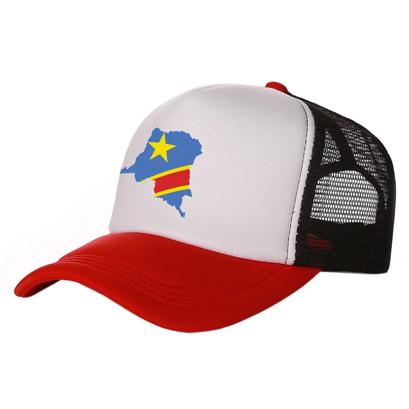Democratic Congo Trucker Cap Men Democratic Republic of the Congo Hat Baseball Cap Cool Summer Unisex Mesh Net Caps