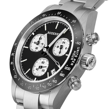 Boderry GOLDACE Titanium Chronograph Watch Mecha-Quartz Movement Luminous Business Wristwatch 100M Waterproof Clock